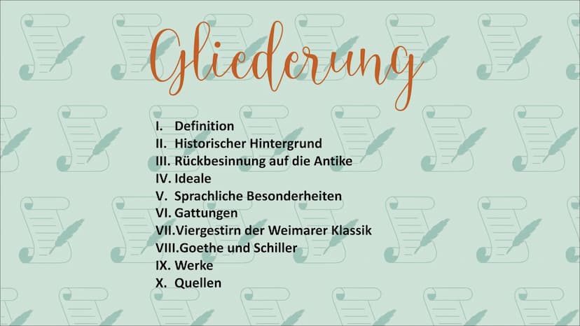 L
Weimarer
Klassik
L Weimarer Klassik
Definition
1786-1832 (Goethes erste Italienreise - Goethes Tod)
- Kulturraum Weimar und Jena
- Großer 