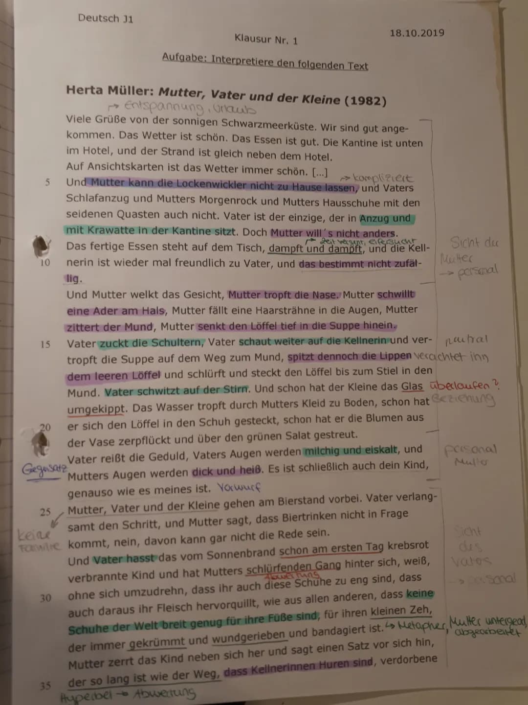 Einfaches Beispiel für die Analyse und Interpretation von Kurzgeschichten