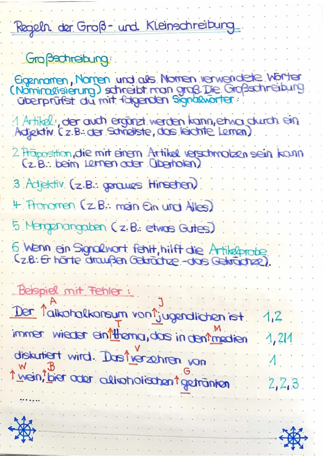 Regeln der Groß- und Kleinschreibung
Großschreibung:
Eigennamen, Nomen und als Nomen verwendete Worter
(Nominatisierung) schreibt man groß. 