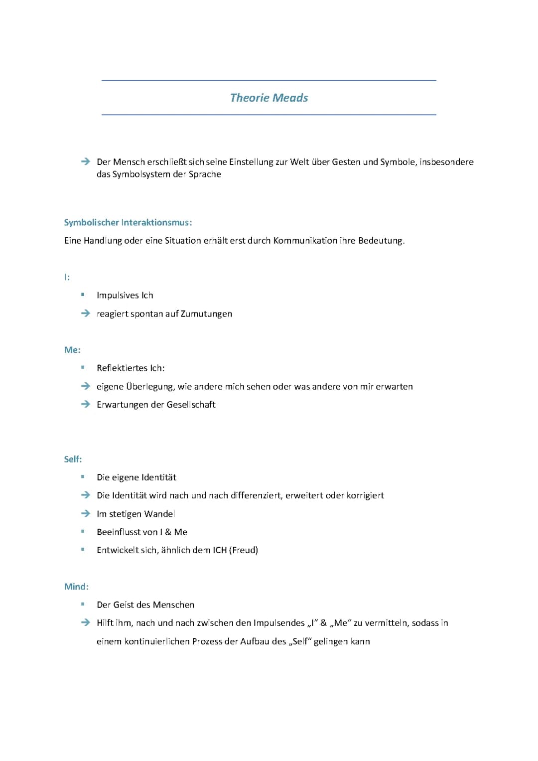 Meads Theorie auf den Punkt gebracht: Übersicht und Klausurhilfe