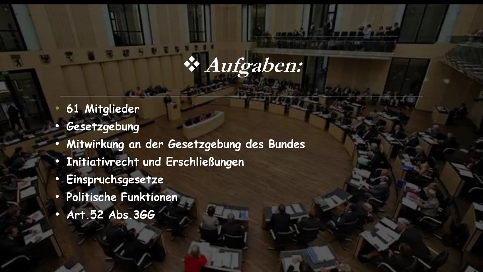 Der Bundesrat
Von: Al Massalmeh Btoul und
Altally Nagham ●
●
●
●
Gliederung:
Allgemeine Informationen
Zusammensetzung des Bundesrats
Funktio