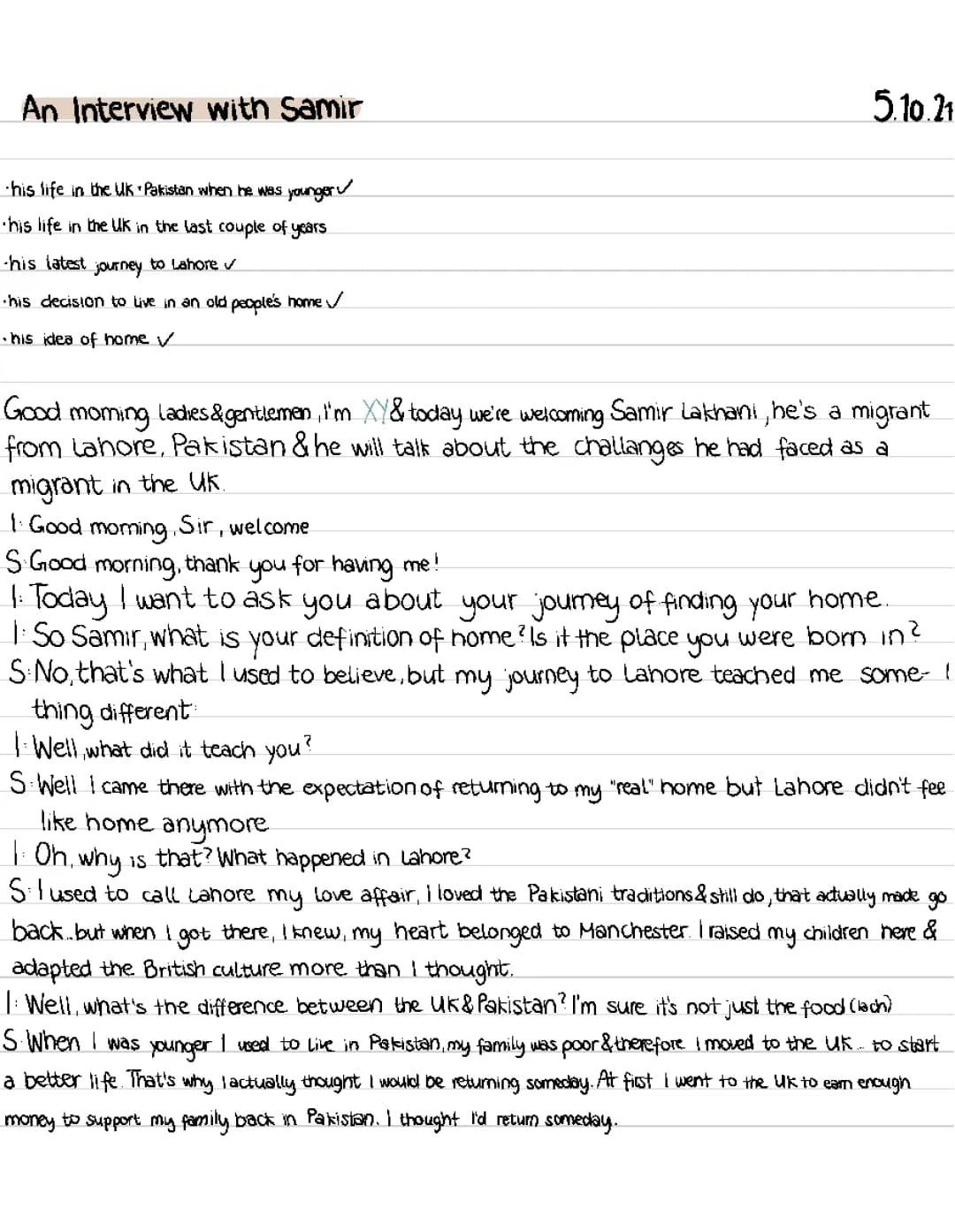 interview mit samir (the escape, short story)