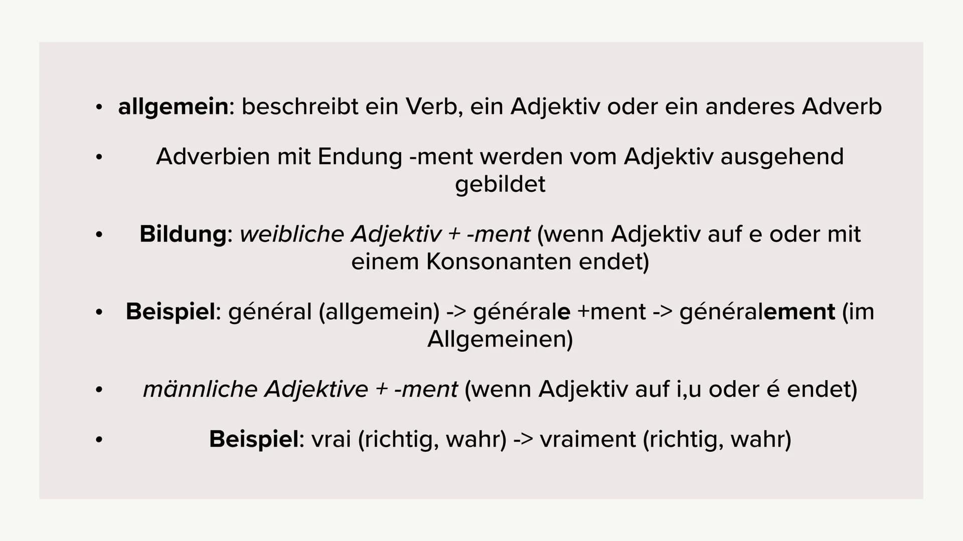 Les adjectifs et les adverbes
avec-ment
Johannes Steidl et Leni Stella König 1.
2.
3.
4.
5.
6.
Structure de la présentation
Was sind Adjekti