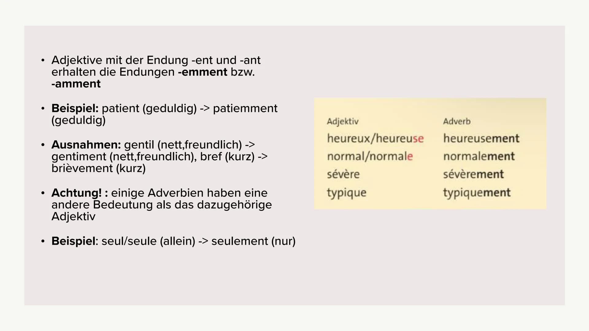 Les adjectifs et les adverbes
avec-ment
Johannes Steidl et Leni Stella König 1.
2.
3.
4.
5.
6.
Structure de la présentation
Was sind Adjekti
