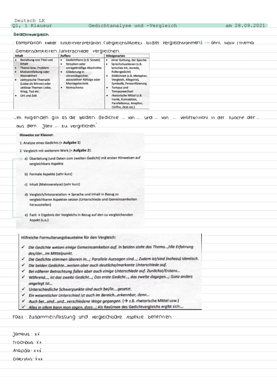 Deutsch LK
Q1, 1 Klausur
Gedichianalyse
Einleitung →→→
Hauptteil→→→→→
Schluss
Barock
Aufklärung
Sturm und Drang
Epochen
Name der Epoche zeit