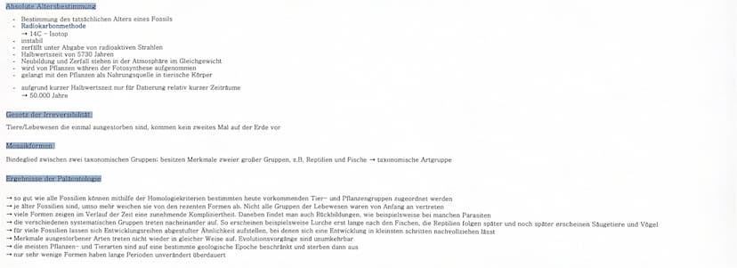 Paläontologie
Definition
..die Wissenschaft, die die Lebensformen und deren Entwicklung, also die Evolution in der Vergangenheit untersucht
