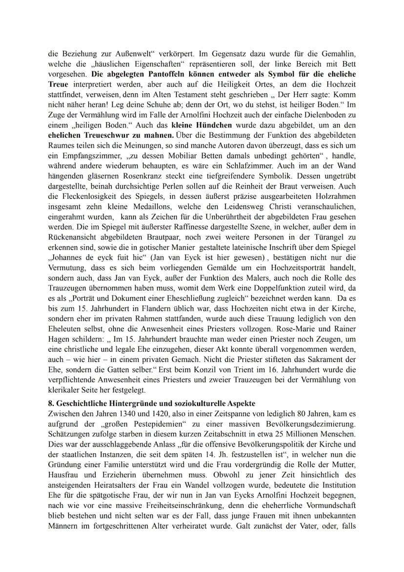 Bildanalyse am Beispiel der Arnolfini-Hochzeit von Jan van Eyck
1. Titel: Arnolfini Hochzeit
2. Werkstoff: Öl auf Holz
3. Entstehungsjahr: 1