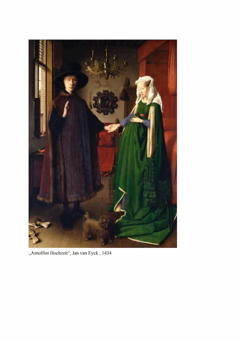 Bildanalyse am Beispiel der Arnolfini-Hochzeit von Jan van Eyck
1. Titel: Arnolfini Hochzeit
2. Werkstoff: Öl auf Holz
3. Entstehungsjahr: 1