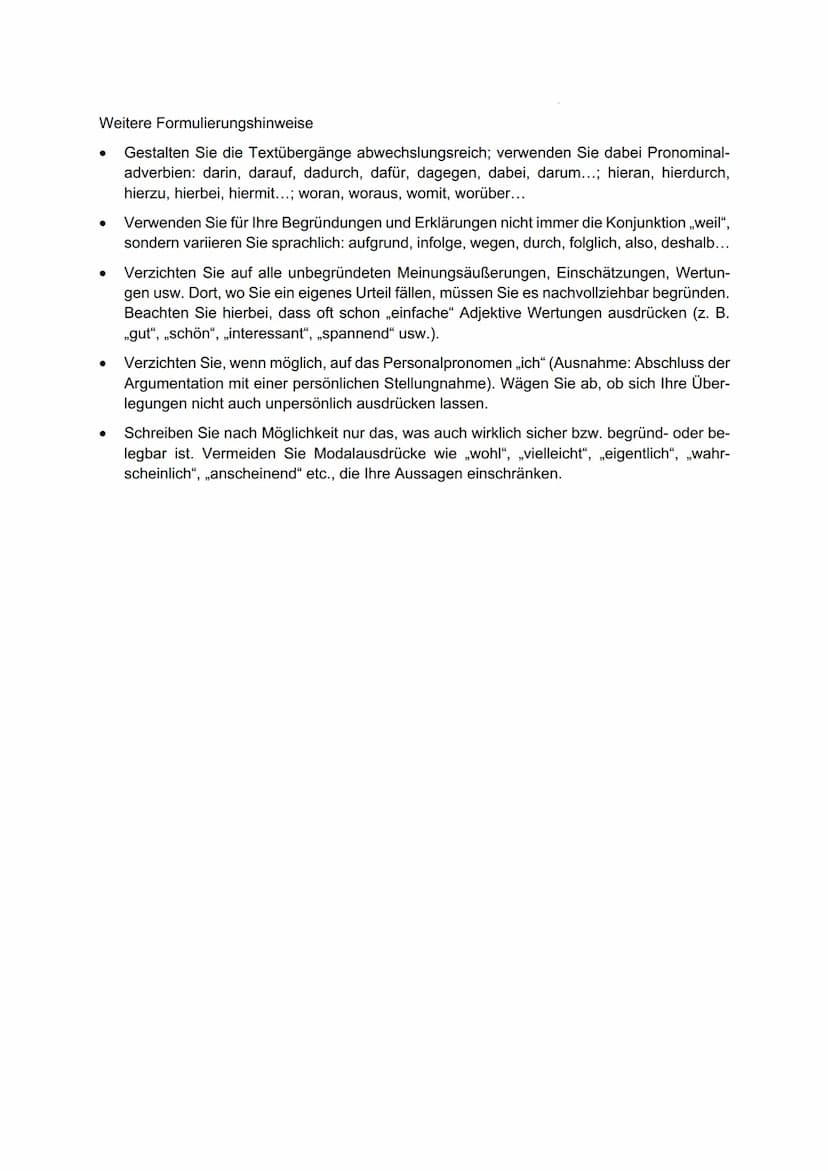textgebundene Erörterung.
Argument
stork
starke
Behoupling (thene)
Begrinding (Argument)
Beispiel/Beleg
Sanduhr-Modell
schwach
schwach
Zitie