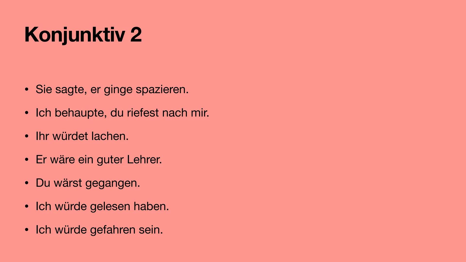 Präsentation
Rechtschreibung und Grammatik Konjunktiv 1
• Der Konjunktiv 1 wird mit dem Wortstamm des Verbs
und der Personalendung des Konju