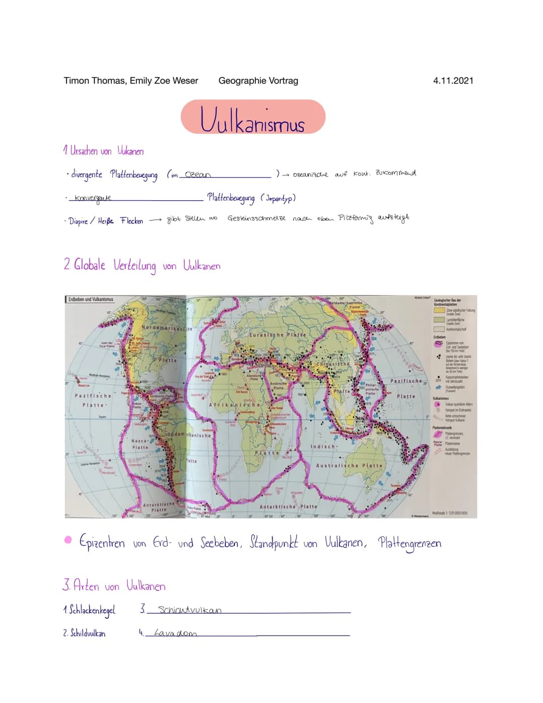 Timon Thomas, Emily Zoe Weser
1 Ursachen von Uukanen
• divergente Plattenbewegung (im Ozean
•Konvergente
• Diapire/ Heiße Flecken->
Erdbeben