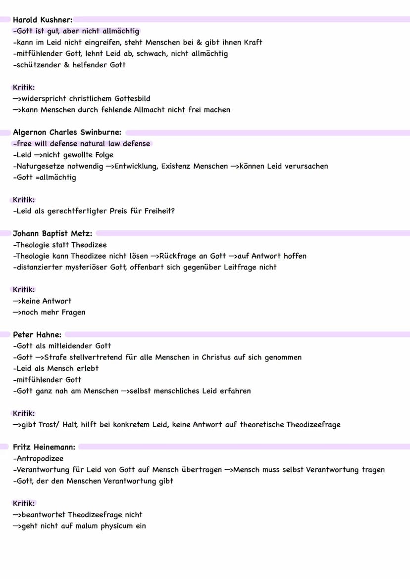 -stammt aus dem Griechischen
-Theos -Gott
-Dike =Rechtfertigung
Theodizee-Frage:
->Wie kann es Leid angesichts eines guten & allmächtigen Go