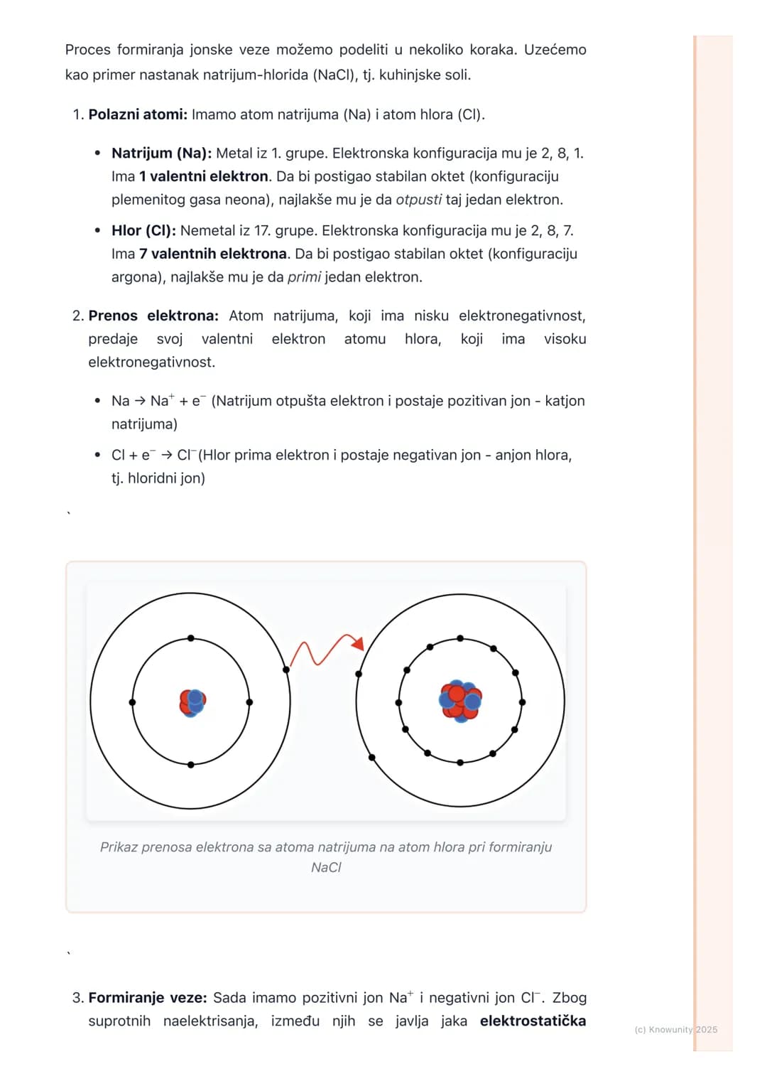 # Jonska veza

## Uvod u jonsku vezu

Jonska veza je jedan od osnovnih tipova hemijskih veza. Nastaje između atoma
metala i atoma nemetala. 