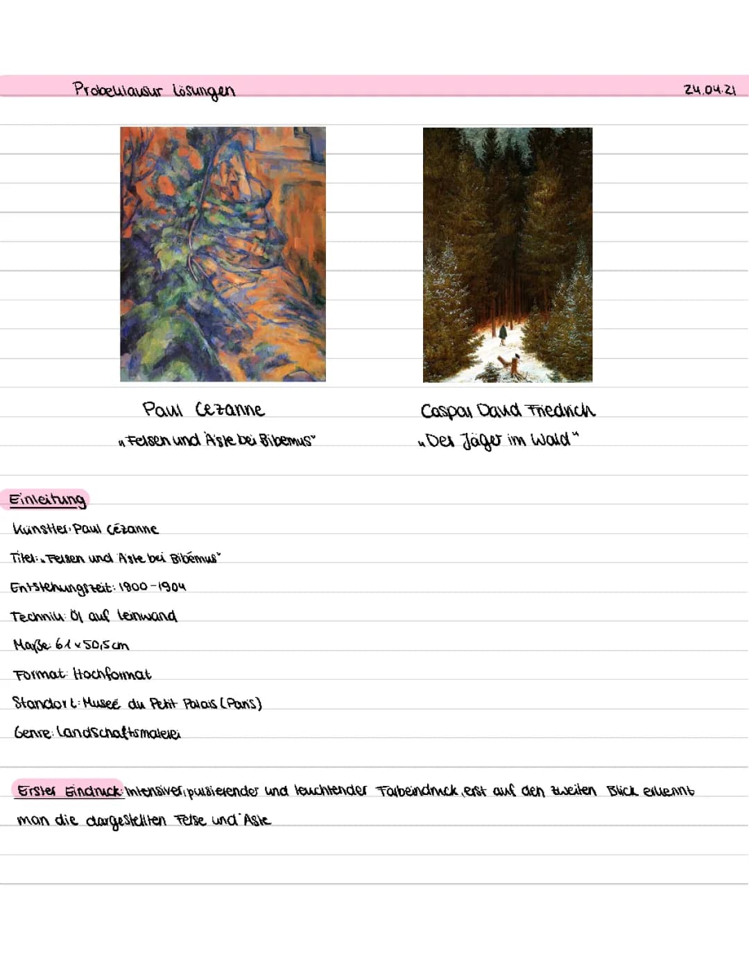Vergleich: Paul Cézanne und Caspar David Friedrich - Unterschiede und Gemeinsamkeiten