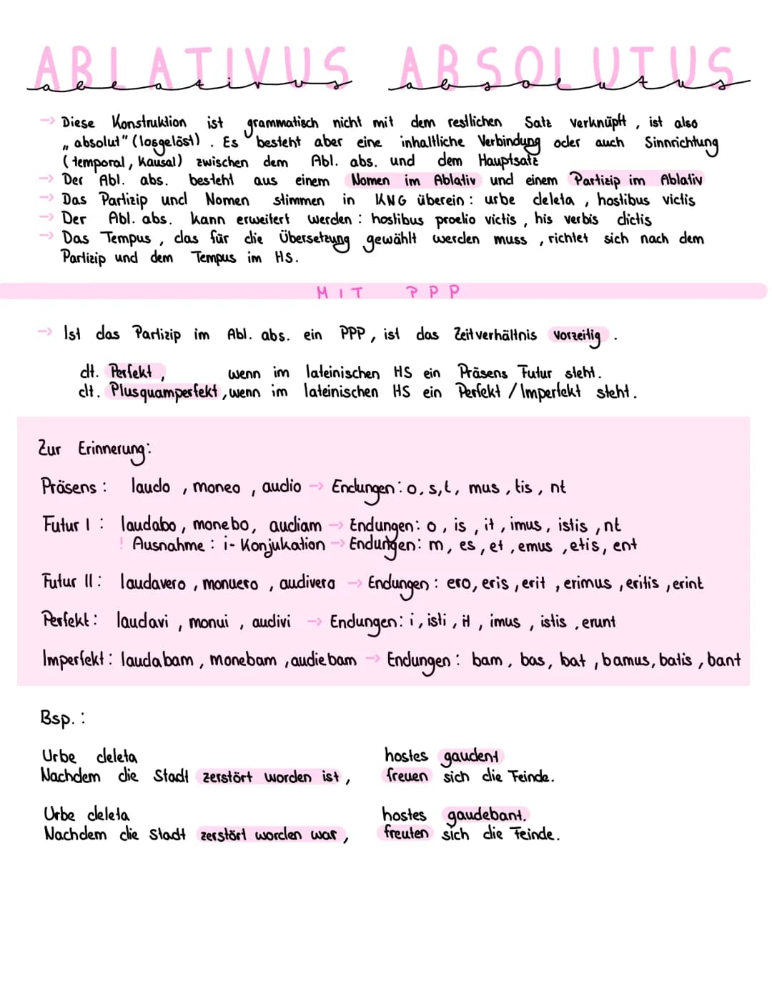 ARIATIVUS ABSOLUTUS
Diese Konstruktion ist grammatisch nicht mit dem restlichen Satz verknüpft, ist also
absolut" (losgelöst) . Es besteht a