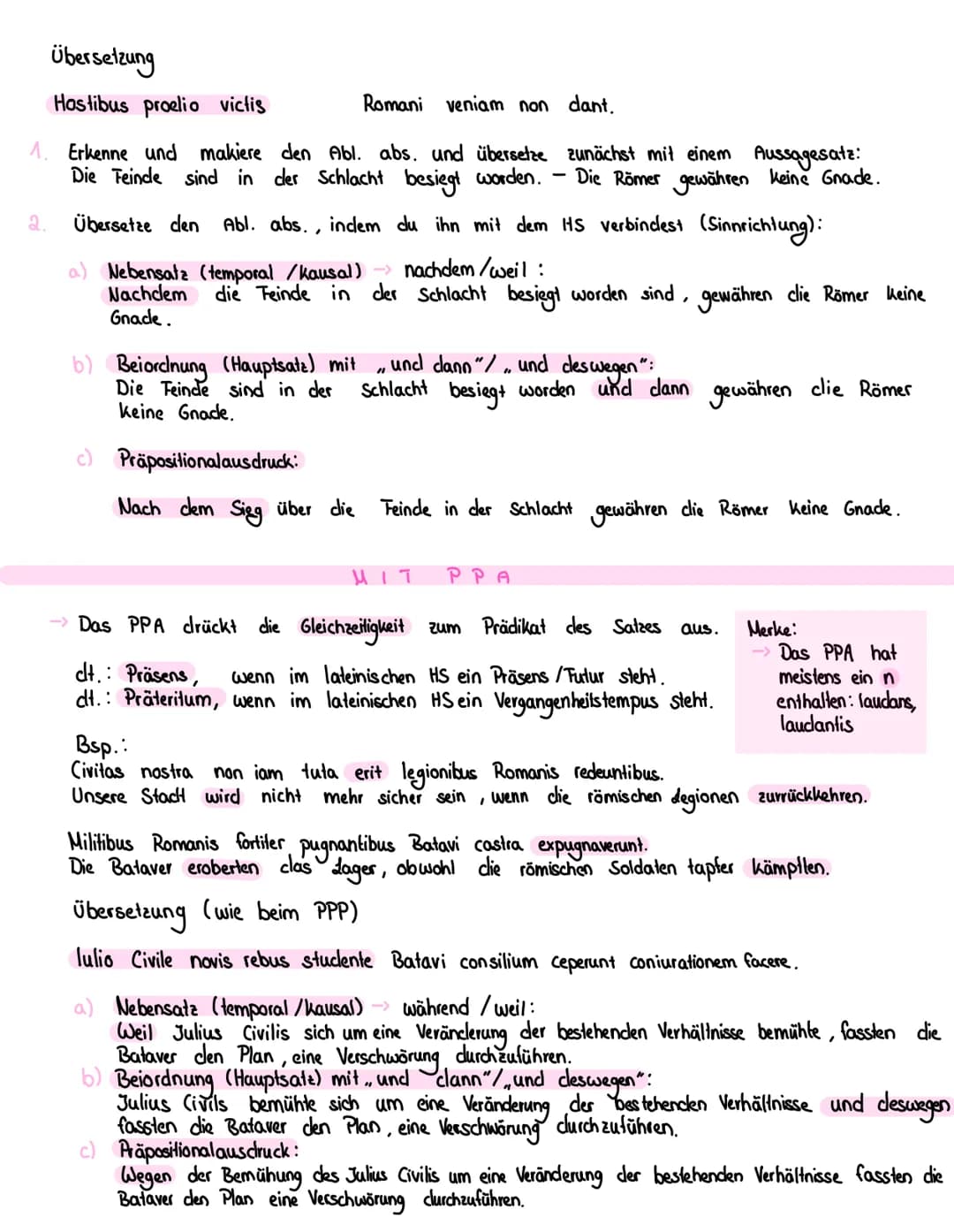 ARIATIVUS ABSOLUTUS
Diese Konstruktion ist grammatisch nicht mit dem restlichen Satz verknüpft, ist also
absolut" (losgelöst) . Es besteht a