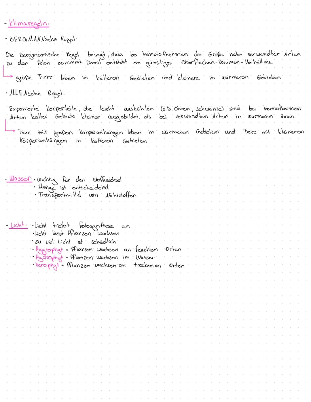 Abiotische Faktoren:
- Temperatur:
Toleranzkurven:
Produzierte
Biomasse
Minimum
(Tod)
Optimum
Toleranz
Pessimum Pejus Präferendum Pejus Pess