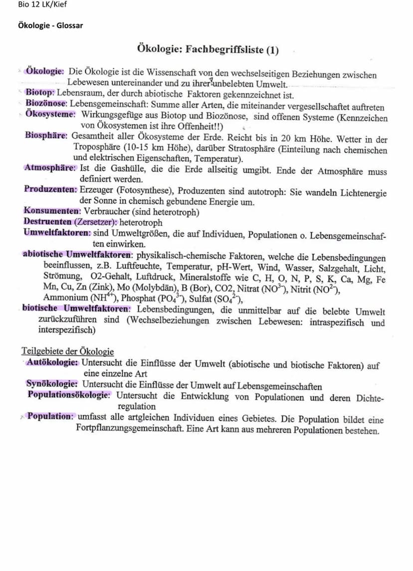 Abiotische Faktoren:
- Temperatur:
Toleranzkurven:
Produzierte
Biomasse
Minimum
(Tod)
Optimum
Toleranz
Pessimum Pejus Präferendum Pejus Pess