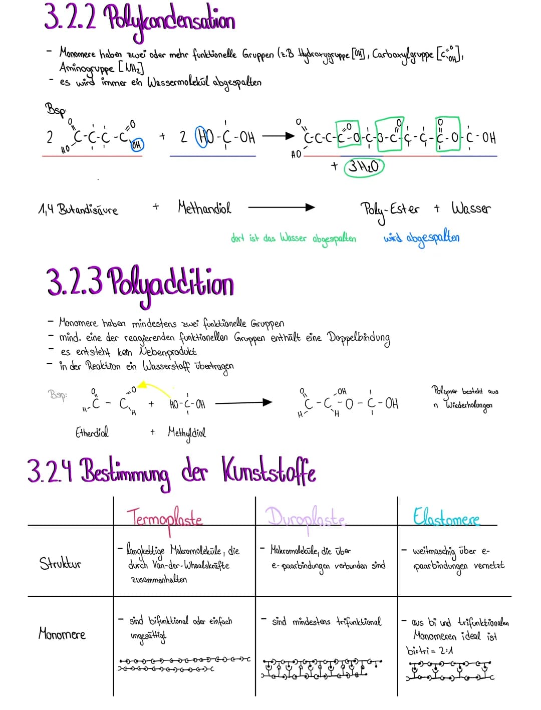 3. Kunststoffe
Kunststoffe sind organische Werkstoffe, die aus Makromolekülen (sehr große Moleküle) aufgebaut sind.
Sie werden nach ihrem Ve