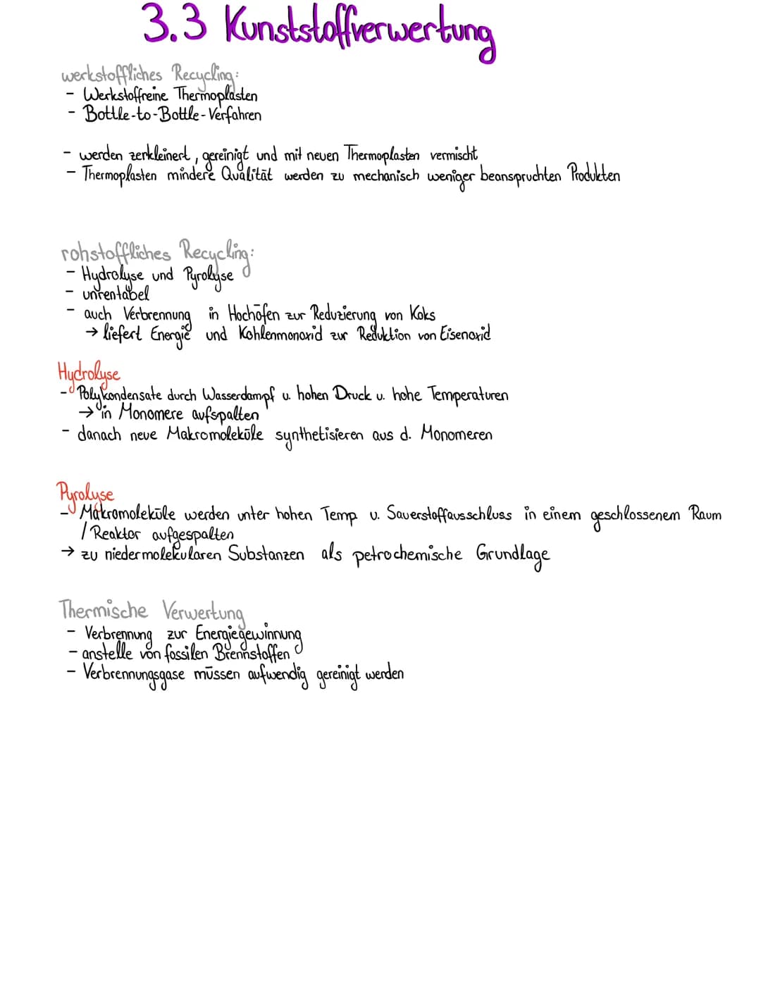 3. Kunststoffe
Kunststoffe sind organische Werkstoffe, die aus Makromolekülen (sehr große Moleküle) aufgebaut sind.
Sie werden nach ihrem Ve