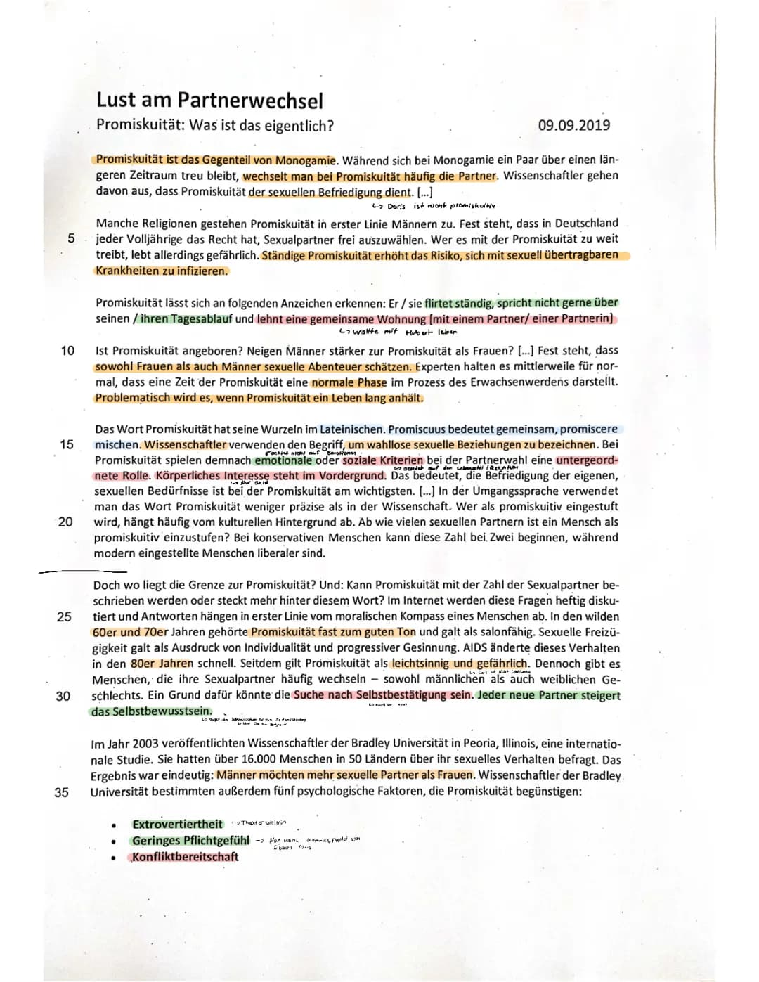 Erörterung - Das Kunstseidene Mädchen