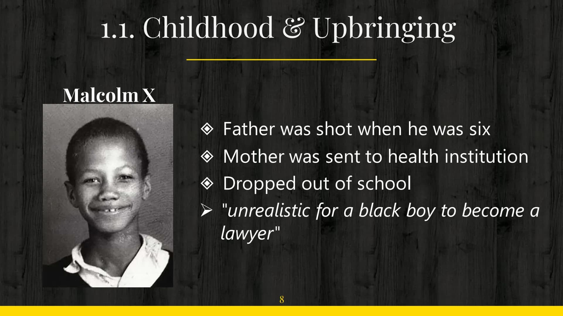 Malcolm X
and
Martin Luther King
By Georgios & Jasmin ?
Were the two competing
rivals or corresponding activists? Content
1. Life before act