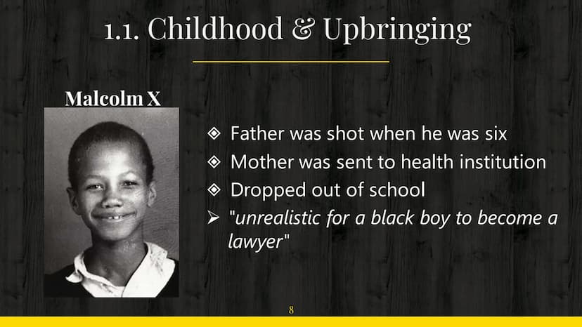 Malcolm X
and
Martin Luther King
By Georgios & Jasmin ?
Were the two competing
rivals or corresponding activists? Content
1. Life before act