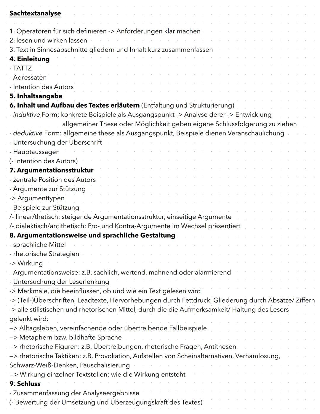 # Sachtextanalyse

1. Operatoren für sich definieren -> Anforderungen klar machen
2. lesen und wirken lassen
3. Text in Sinnesabschnitte gli