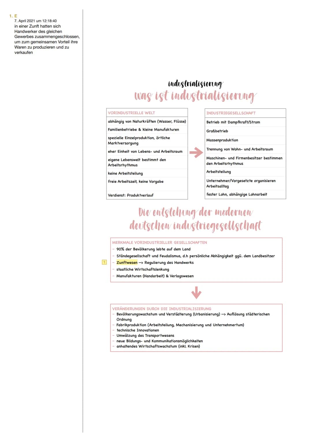 1. E
7. April 2021 um 12:18:40
in einer Zunft hatten sich
Handwerker des gleichen
Gewerbes zusammengeschlossen,
um zum gemeinsamen Vorteil i