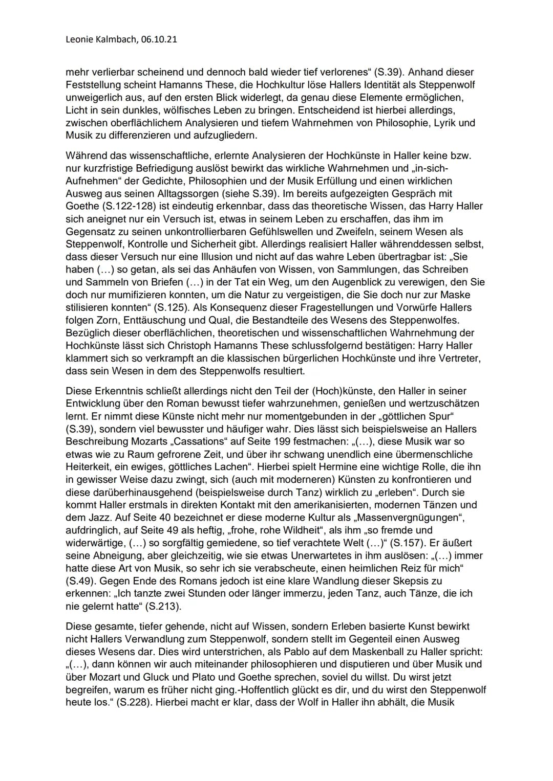 Leonie Kalmbach, 06.10.21
Analyse - die Hochkulturen als Einfluss auf Harry Hallers Steppenwolf-Wesen
Harry Haller - Protagonist Hermann Hes