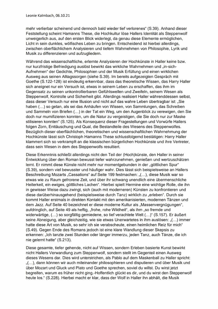 Leonie Kalmbach, 06.10.21
Analyse - die Hochkulturen als Einfluss auf Harry Hallers Steppenwolf-Wesen
Harry Haller - Protagonist Hermann Hes
