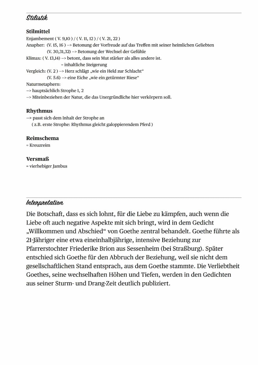 Willkommen und Abschied
JOHANN WOLFGANG VON GOETHE
(FRÜHE FASSUNG 1771)
Allgemeines
Autor: Johann Wolfgang von Goethe
Strophen: 4
Verse: 32
