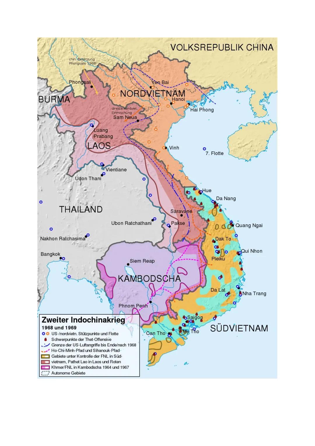 Zusammenfassung:
1964-1975
Anlass:
= Stellvertreterkrieg im geteilten Vietnam und Nachbarländern
Erster Krieg den USA im 20. Jahrhundert ver