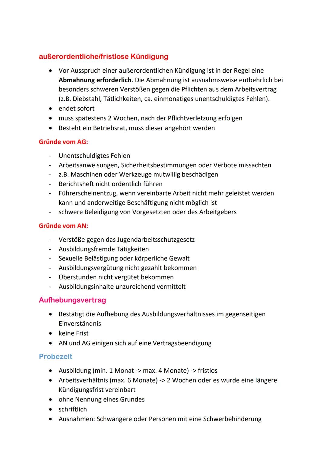 --- OCR Start ---
Kündigung und Kündigungsschutz
ordentliche Kündigung
• Einhaltung einer gesetzlichen, tarifvertraglichen oder einzelvertra