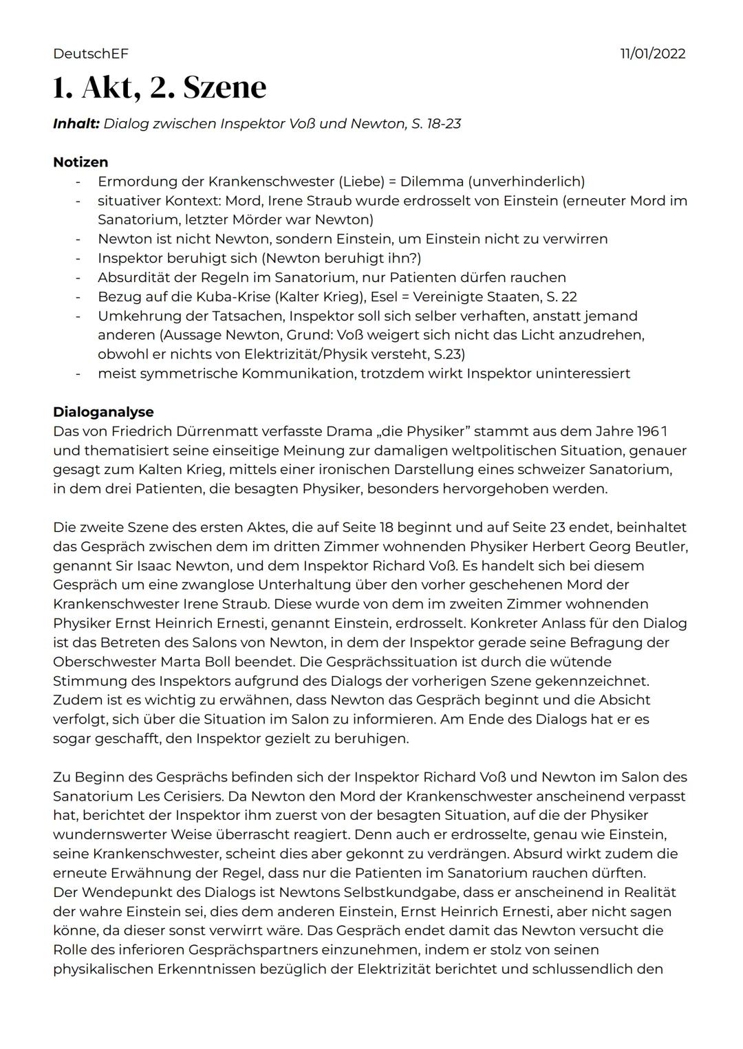 Deutsch EF
1. Akt, 2. Szene
Inhalt: Dialog zwischen Inspektor Voß und Newton, S. 18-23
Notizen
11/01/2022
Ermordung der Krankenschwester (Li