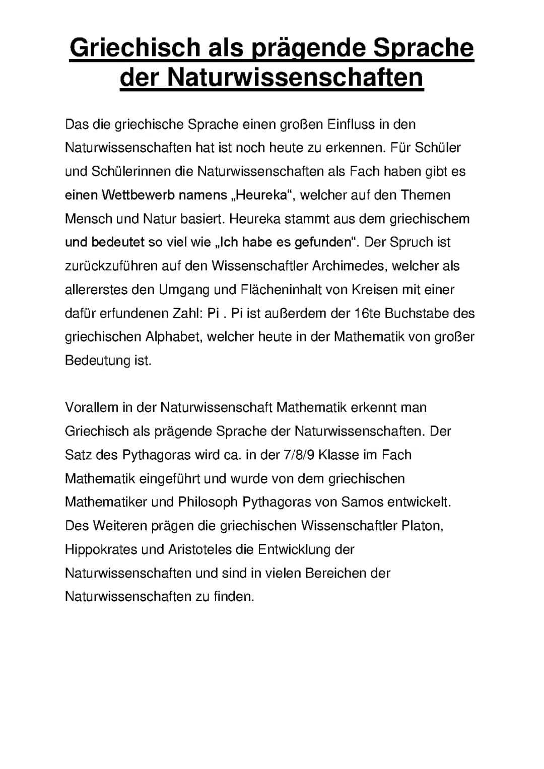 Griechische Sprache und Wissenschaft: Von der Antike bis Heute
