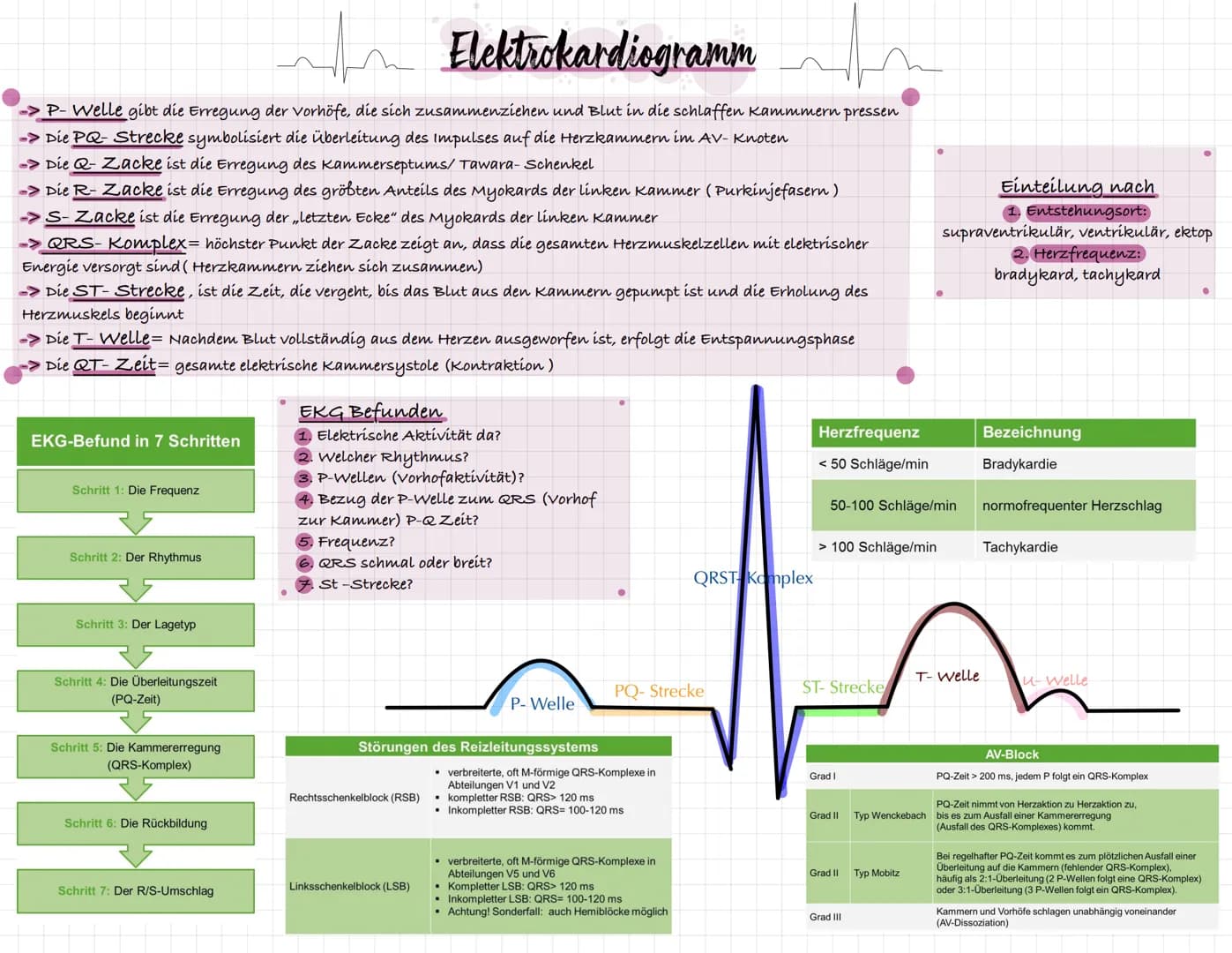 Elektrokardiogramm
EKG= Elektrokardiogramm -> zeichnet elektrische Aktivität der Herzmuskeln auf
=> Herzrhythmus, Durchblutungsstörung, Lage