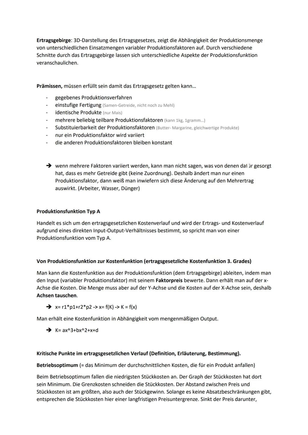Produktions- und Kostentheorie
Ertragsgesetz - Ertragsgebirge
Anne Roberts Jacques Turgot (1727-1781) - Untersuchung über das Verhalten der 