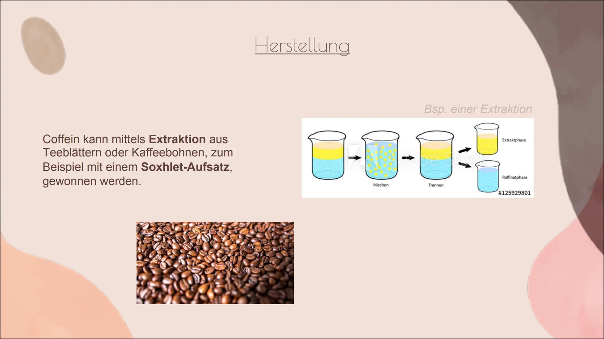 KOFFEIN Aufbau + Eigenschaften
Vorkommen
Herstellung
Wirkung auf den Körper
o Symptome -> Folgen?
Quellen
Gliederung: H3C
'N
O
`N
CH3
C8H10N
