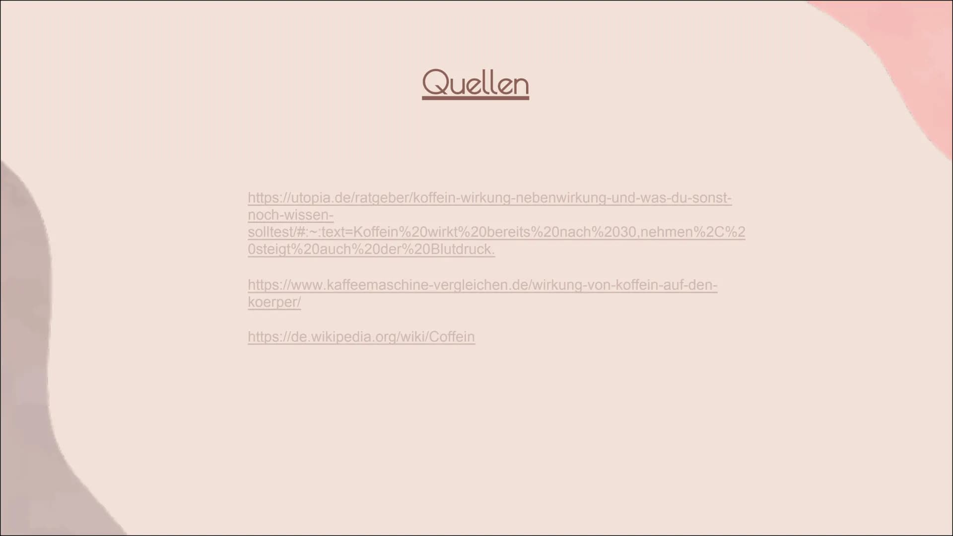 KOFFEIN Aufbau + Eigenschaften
Vorkommen
Herstellung
Wirkung auf den Körper
o Symptome -> Folgen?
Quellen
Gliederung: H3C
'N
O
`N
CH3
C8H10N