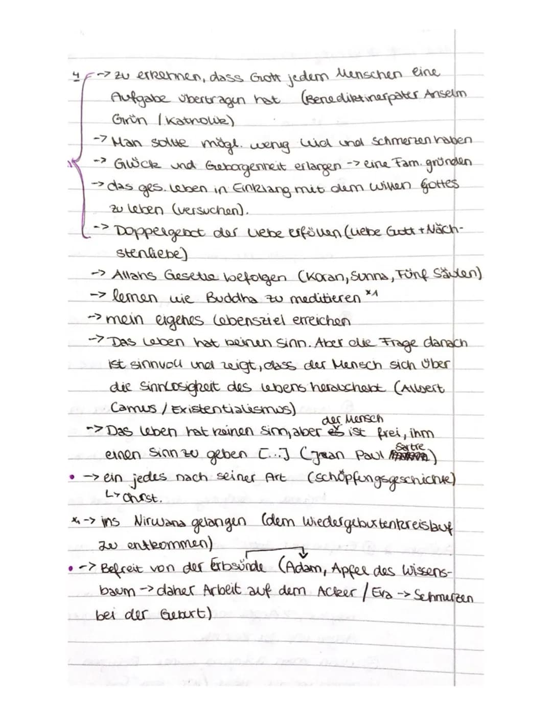 4/-> zu erkennen, dass Gott jedem Menschen eine
Aufgabe übertragun hat (Benediktinerpater Anselm
Grün / katholie)
-> Man sollte mögl. wenig 