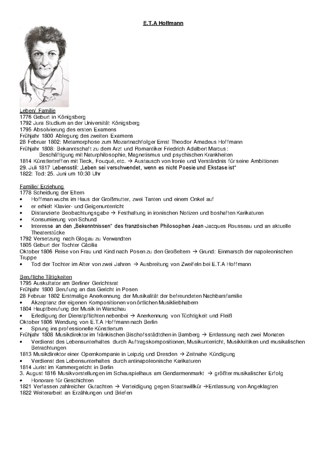 E.T.A. Hoffmann: Familie, Kinder, Berufe und Bekannte Werke