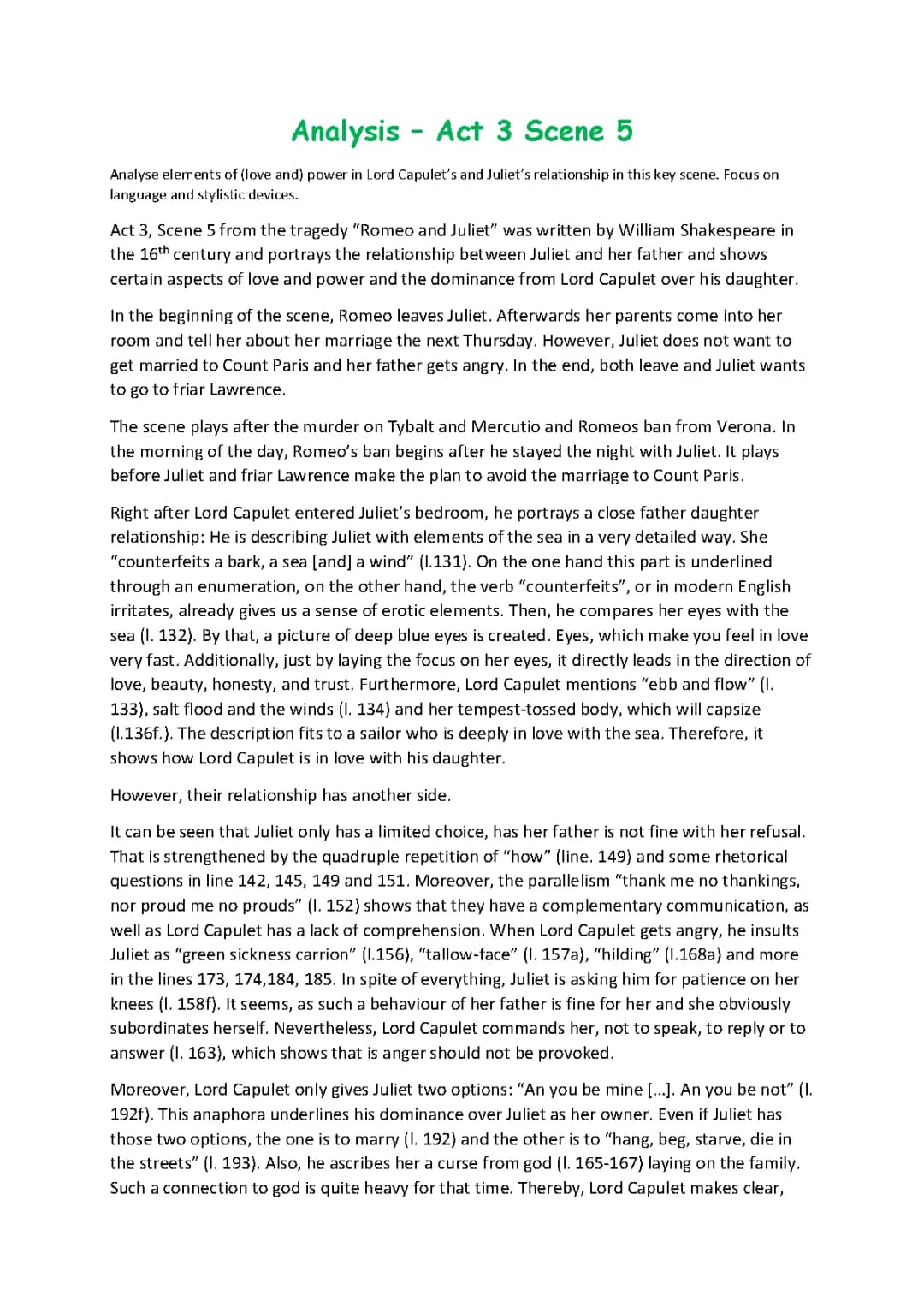 Understanding Romeo and Juliet: Summaries and Analyses of Key Scenes