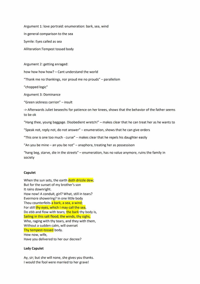Analysis - Act 3 Scene 5
Analyse elements of (love and) power in Lord Capulet's and Juliet's relationship in this key scene. Focus on
langua