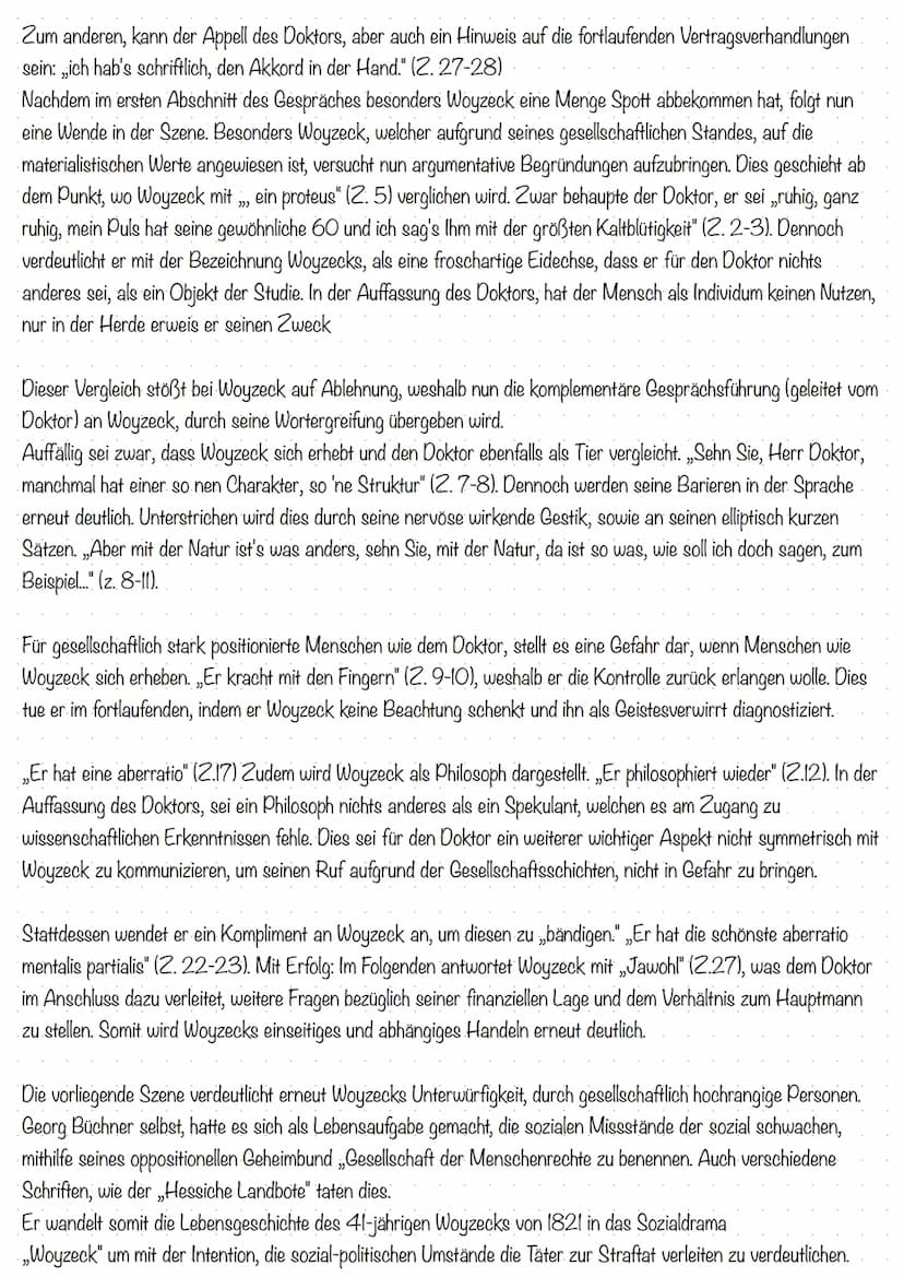 Szenenanalyse Szene 4
Das 28-szenige Drama „Woyzeck" wurde 1836 von Georg Büchner während der Epoche des Realismus
verfasst und nach seinem 