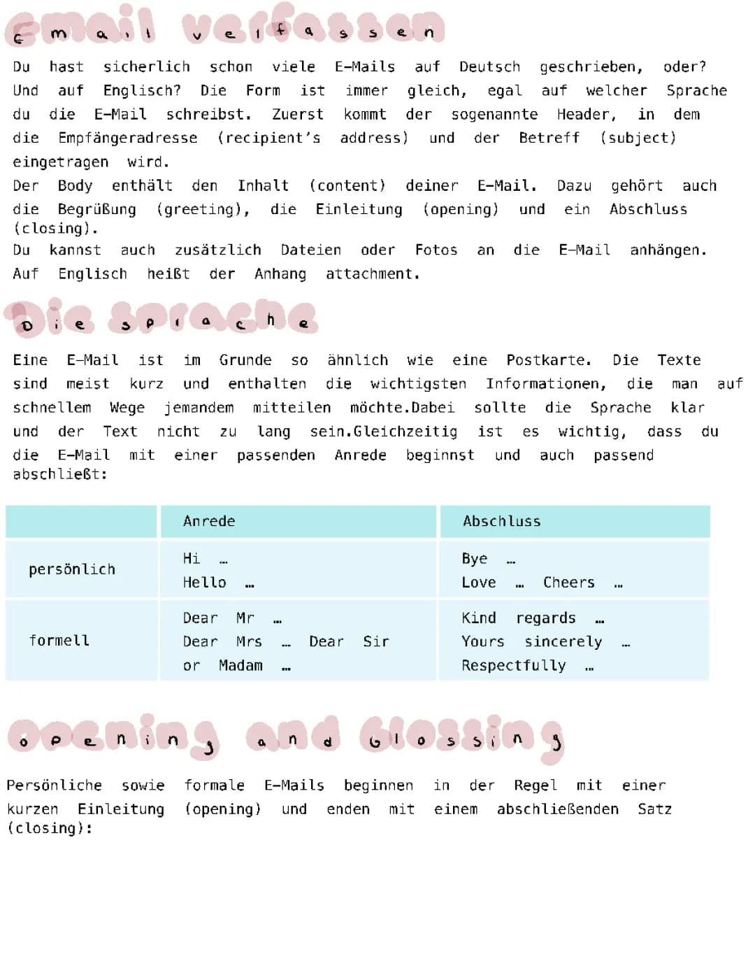 Email auf Englisch verfassen 