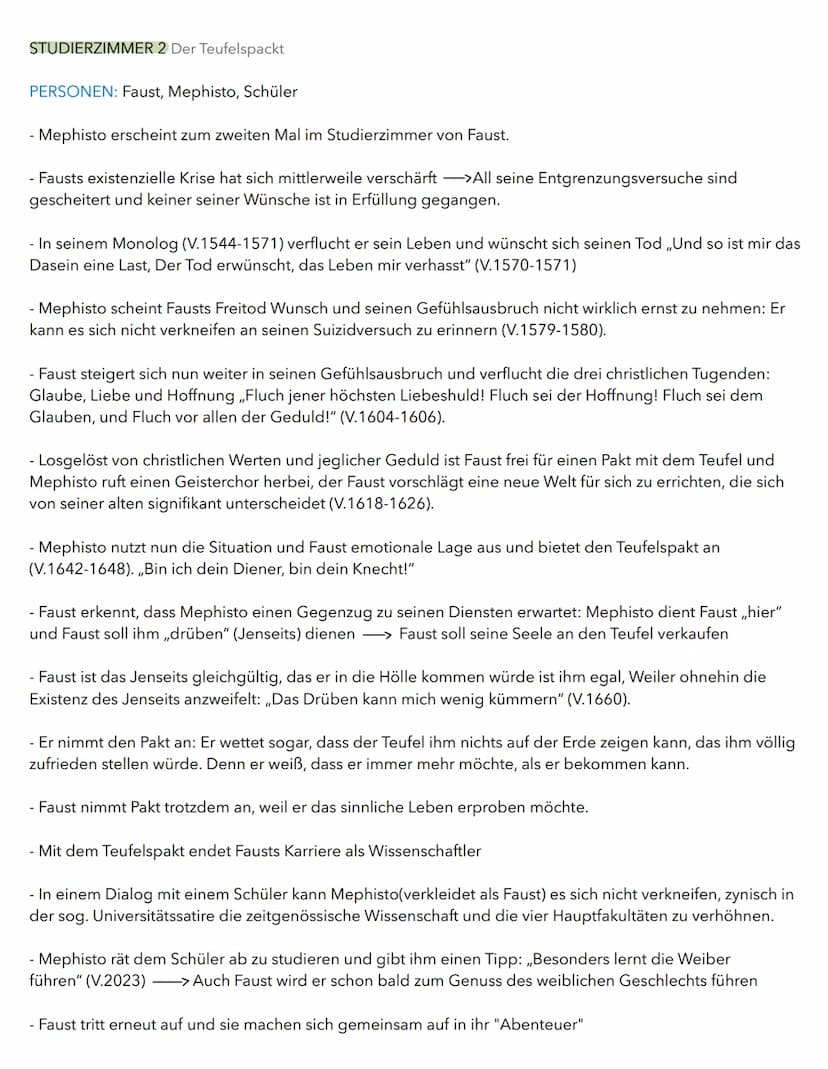NACHT Fausts Existenzkrise
PERSONEN: Faust, Erdgeist, Wagner
INHALT UND INTERPRETATIONSANSÄTZE
- Faust sitzt monologisierend in seinem ,,hoc