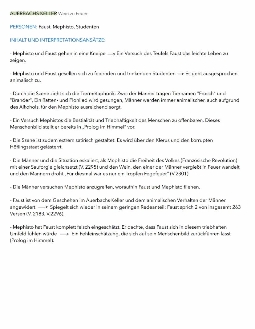 NACHT Fausts Existenzkrise
PERSONEN: Faust, Erdgeist, Wagner
INHALT UND INTERPRETATIONSANSÄTZE
- Faust sitzt monologisierend in seinem ,,hoc