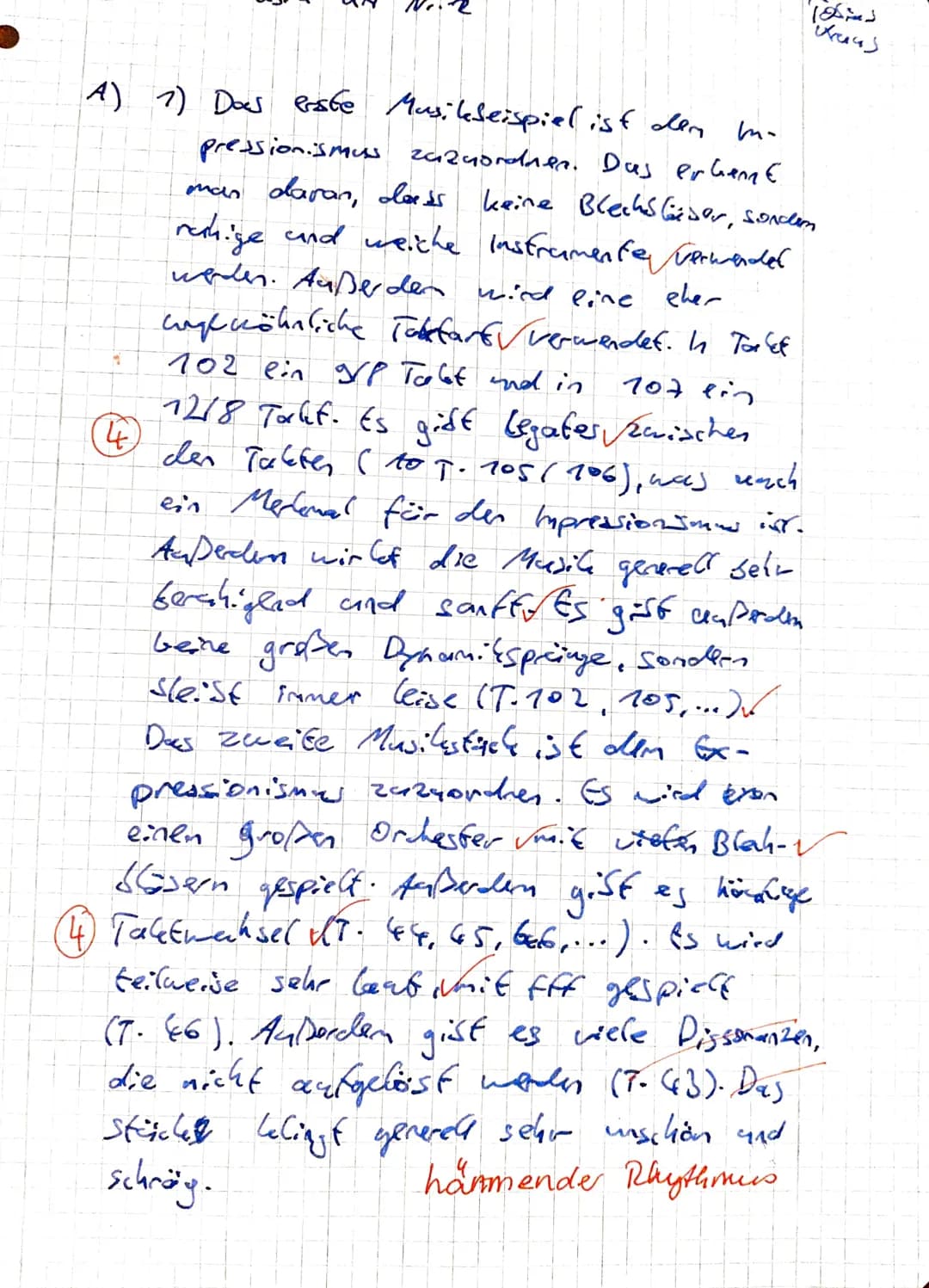 wer
JG 1
Name:
Talias Kraaj
Musikklausur
VP: (43) 33 NP:
2
A) Vom Impressionismus zum Expressionismus
1) Du hörst 2 verschiedene Musikstücke