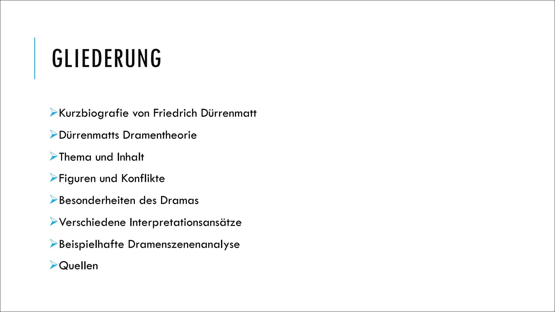 DIE PHYSIKER
Eine Tragikomödie
Dürrenmatt
TAVI
von Friedrich GLIEDERUNG
Kurzbiografie von Friedrich Dürrenmatt
Dürrenmatts Dramentheorie
The